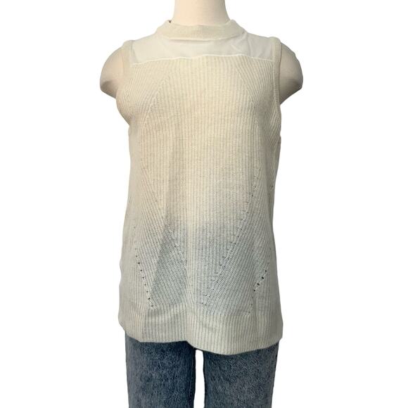 White + Warren Cashmere Silk Sweater Shell Sleeveless Tank Cream | Size Medium - Picture 1 of 8